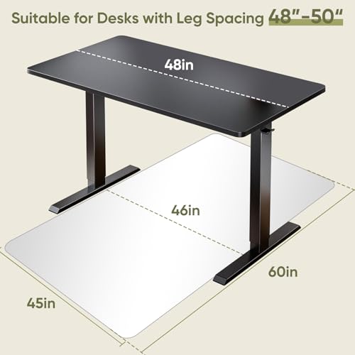 Office Chair Mat for Carpet & Hardwood, Upgraded 45" x 60" Tempered Glass Chair Mat for Office Home, with 4 Anti-Slip Pads - size: 45"x60"
