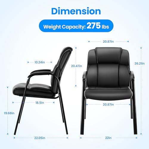 HealSmart 1 Pack Leather Guest Chair with Padded Arm Rest for Office Reception, Waiting Room, Meeting Conference, Lobby Home Desk Table Side Chairs for Seniors, Elderly - size: 1 Pack Guest Chair-Leather Big