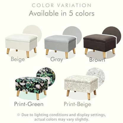 lumizone Small Ottoman with Storage Foot Rest Foot Stool Gray - color: Grey