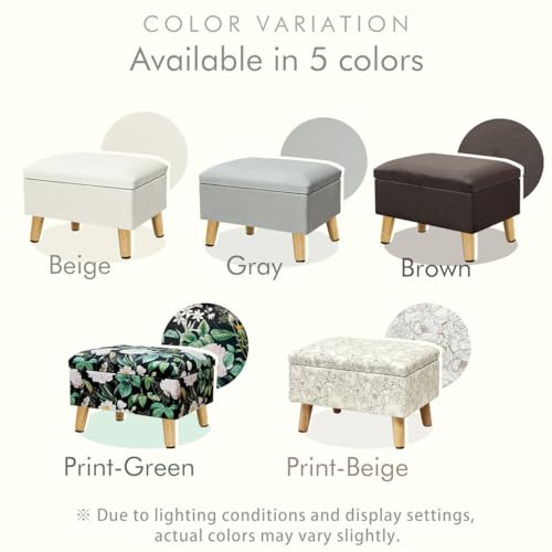 lumizone Small Ottoman with Storage Foot Rest Foot Stool Brown - color: Brown
