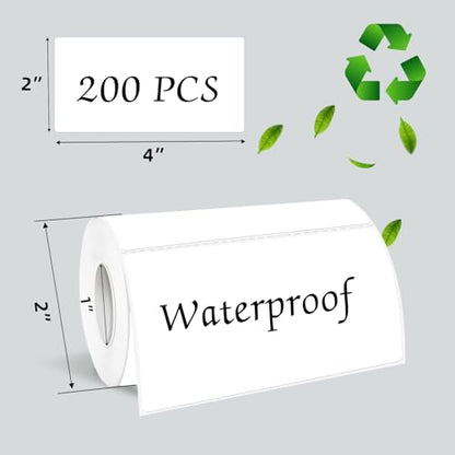 White Thermal Labels 2x4 Inch, Direct Thermal Stickers Label, Self-Adhesive Thermals Printer Sticker Labels, Water & Oil Resistant & Anti-Scratch, Perforation Line Design- 200Pcs - color: White, size: 2*4 inch