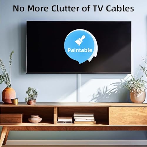 Delamu Cord Hider for Wall Mounted TV, 113.6in Paintable Cable Cover System, Self-Adhesive Cable Management Raceway Kit Hides 2-3 Wires, Baseboard Wire Hider Easy Installation, W 0.95 H 0.55in, White - size: 113.6 in L X 0.95 in W X 0.55 in H