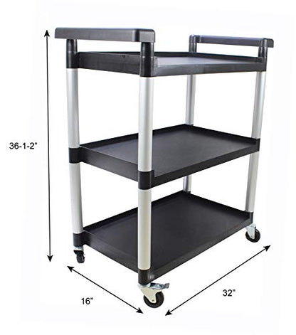 MaxWorks 80774 3-Shelf Utility Plastic Cart with Wheels-225 Lbs Maximum Capacity , Black - style: 3 Shelves
