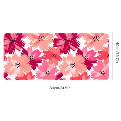 Large Mouse Pad, Mouse Pad, 31.5 x 15.7 Inch, Floral Flower Pink | Abstract Non-Slip Desk Pad Keyboard and Mouse Desk Mat for Gamer, Office & Home - color: Abstract Pink Flower