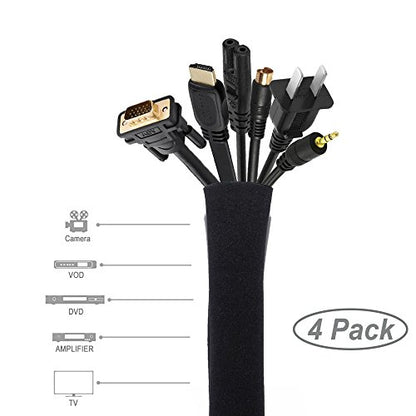 JOTO 4 Pack Cable Management Sleeve 19-20 Inches -Black - color: Black, size: 4 Pack, 20 Inches