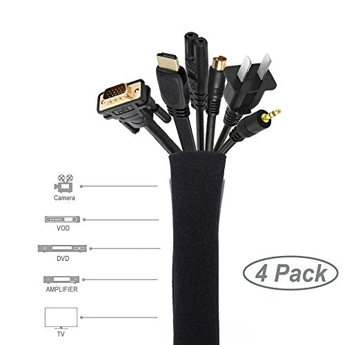 JOTO 4 Pack Cable Management Sleeve 19-20 Inches -Black - color: Black, size: 4 Pack, 20 Inches