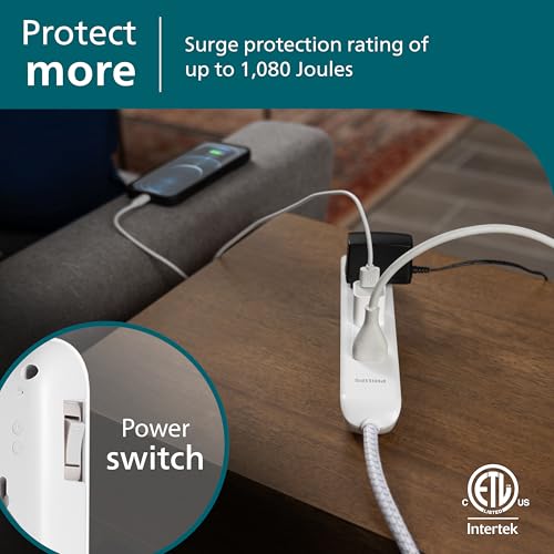 Philips 6 Ft Surge Protector Power Strip, Braided Extension Cord, Flat Plug - size: 6 Ft