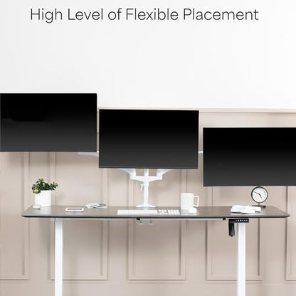 VIVO 17 to 32 inch Triple Pneumatic Monitor Mount, 2 Pneumatic Arms, 1 Fixed, Adjustable Swivel, Rotation, Heavy Duty VESA Desk Stand with C-clamp, Max VESA 100x100, White, STAND-V300GW - color: White, size: Triple Mount