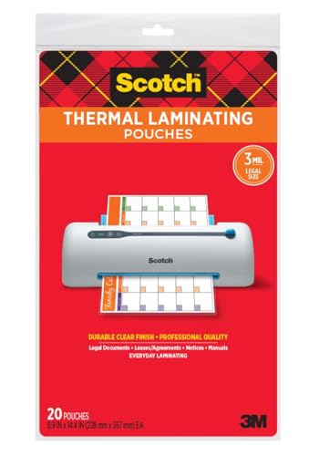 Scotch Thermal Pouches, 8.9 in x 14.4 in (228 mm x 367 mm) | Ultra Clear Laminating Pouches for Legal Documents, Agreements, Notices, Manuals, Photo Safe for Home, Office and Classroom