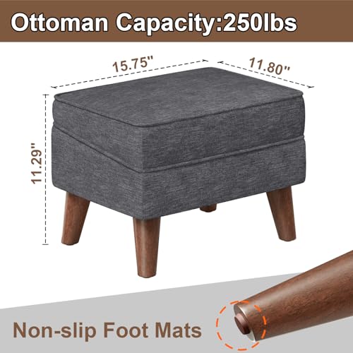 FAGAGA Small Footstool Ottoman with Adjustable Lid, Storage Ottoman - color: Light Gray, size: 11.8"D x 15.8"W x 11.3"H