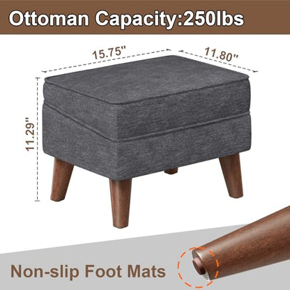 FAGAGA Small Footstool Ottoman with Adjustable Lid, Storage Ottoman - color: Light Gray, size: 11.8"D x 15.8"W x 11.3"H