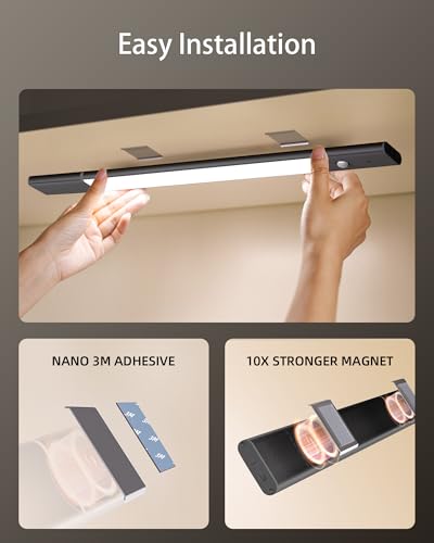EZVALO Under Cabinet Lights with 3 Extra 2200mAh Rechargeable Batteries - color: Gray, size: 3pcs + 3 batteries