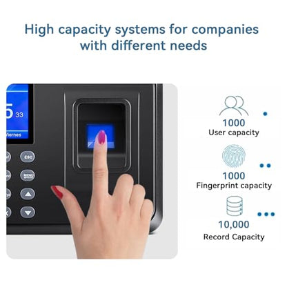 Time Clocks for Employees Small Business, Time Clock, Attendance Machine with Fingerprint, and Password Punching in One,Office