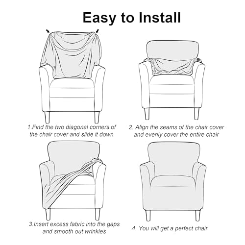 LiveGo Stretch Mid Century Modern Armchair Slipcover 1-Piece Jacquard Accent Chair Covers with Arms Soft Chair Slipcovers for Living Room Furniture Protector Office (Beige a) - color: Beige a