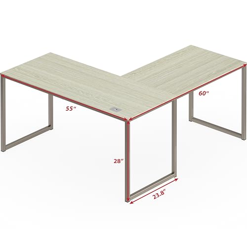 SHW Mission 55 x 60 L-Shape Home Office Computer Desk, Maple - color: Maple, size: 55-Inch L-Shaped