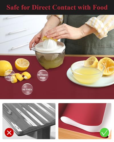 Wine Red Plastic Table Cover Protector, 36" x 60" PVC Desk Pad Mat - color: Wine Red, size: 36" x 60"