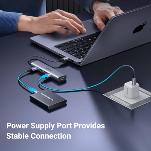 UGREEN USB to Ethernet Adapter, 5 in 1 USB Hub with Ethernet, Plug and Play (Pack of 2) - size: L100.9xW27xH18 (mm) (Pack of 2)