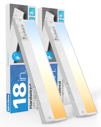 Hardwired Under Cabinet Lighting, 18 Inch 10W Linkable Cabinet Light ,2Pack - color: 2 Pack, size: 18 Inches