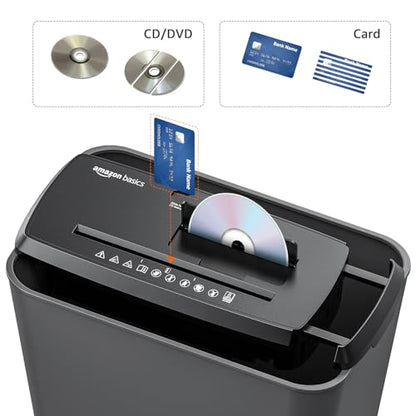 Amazon Basics 8-Sheet Strip Cut Portable Paper, CD, and Credit Card Shredder with Auto-Off, Overheat Protection, Compact Design, No Basket, Extendable Arm, Black - style: No basket