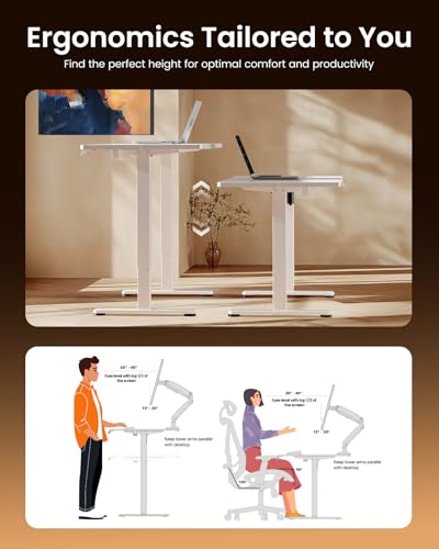 ErGear Height Adjustable Electric Standing Desk, 32 x 19 Inches Sit Stand up Desk with Memory Presets, Computer Home Office Desk, White - color: White, size: 32 X 19 Inches