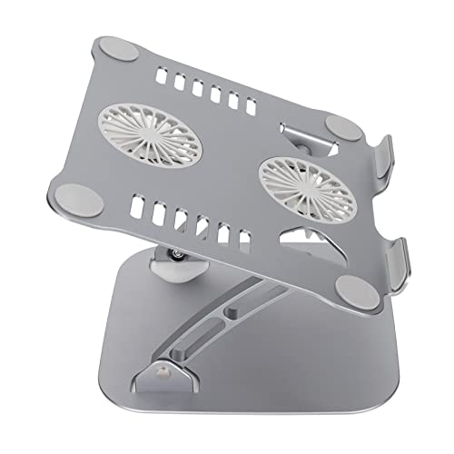 Yoidesu Laptop Stand with 2 Cooling Fans, Aluminum Computer Riser Ergonomic Foldable Height Laptop Elevator for Desk, Portable Lift for 10-17.3in Notebooks, Nonslip (Space Gray) - color: Space Gray