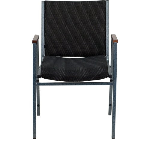 Flash Furniture 4 Pack HERCULES Series Heavy Duty Black Dot Fabric Stack Chair with Arms - color: Black Patterned Fabric, size: Set of 4
