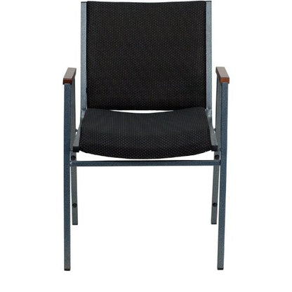 Flash Furniture 4 Pack HERCULES Series Heavy Duty Black Dot Fabric Stack Chair with Arms - color: Black Patterned Fabric, size: Set of 4