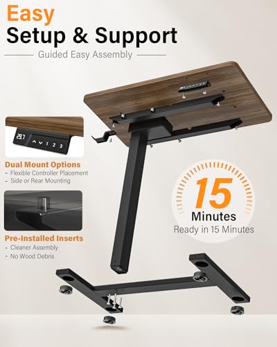 FiCiHi 24"x 16" Electric Standing Desk, Mobile Sit Stand Up Desk, Walnut - color: Walnut, size: 24" x 16"