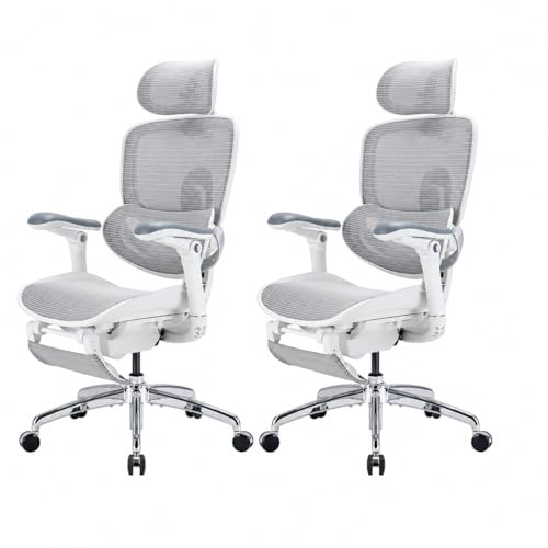 SIHOO Doro C300 Pro V2 Ergonomic Office Chair with Footrest & Full-Body Adaptive Support, 8D Armrests & Breathable Mesh, Comfy High Back Computer Desk Chair for Long Hours, 135° Recline, 2 Packs, GREY - color: Grey, size: Pack of 2