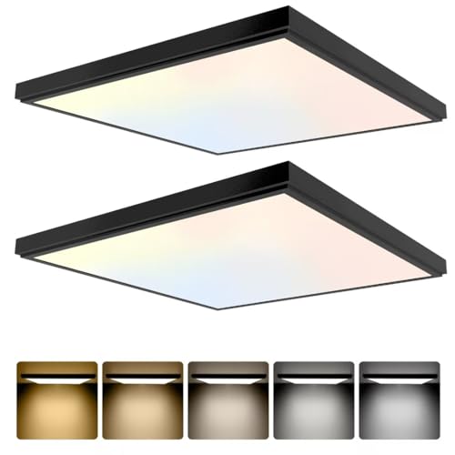 GT-Lite 2 Pack 2x2 Feet 4200 LM LED Flat Panel, Black Trim - color: Black, size: 2ft x 2ft