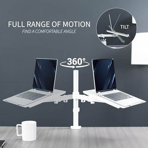 VIVO Single Laptop Notebook Desk Mount Stand, Fully Adjustable Extension with C-clamp, Fits up to 17 inch Laptops, White, STAND-V001LW