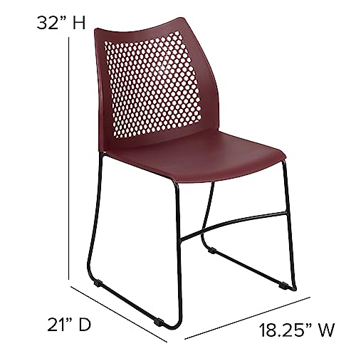 Flash Furniture Hercules Stack Chair with Air-Vent Back, Burgundy | Sled Base, Powder Coated, 661 LBS. Weight Capacity - color: Burgundy, size: Set of 1