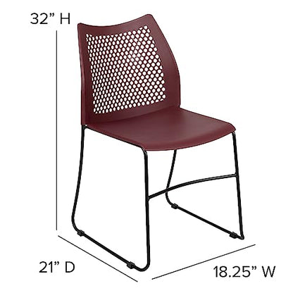 Flash Furniture Hercules Stack Chair with Air-Vent Back, Burgundy | Sled Base, Powder Coated, 661 LBS. Weight Capacity - color: Burgundy, size: Set of 1