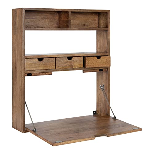Kate and Laurel Georgie Rustic Wood Floating Desk; 26 x 6 x 30; Natural Wood; Bohemian Computer Desk for Home Office with Folding Design - color: Natural