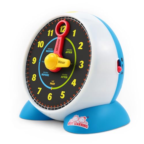 BEST LEARNING Learning Clock - Talking Time Teaching Toy for Kids | Educational Quiz Game, Interactive Lights and Sounds, Musical Night Light, Birthday Gift for 3 to 6 Year Old Boys and Girls
