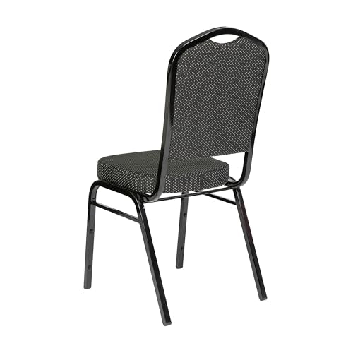 Flash Furniture Hercules Crown Back Stackable Banquet Chair, Black, 4-Pack | Black Frame, Fabric Upholstery - color: Black Dot Patterned Fabric/Black Frame, size: Set of 4