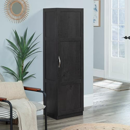 Sauder Miscellaneous Tall Storage Cabinet, Kitchen Pantry, Single Door with Adjustable Shelves, Raven Oak Finish - color: Raven Oak