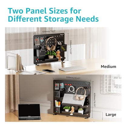 PEGZONE Clamp on Desk Pegboard, 16.5" x 12.6", with 10 Accessories, Black - color: Black, size: Medium