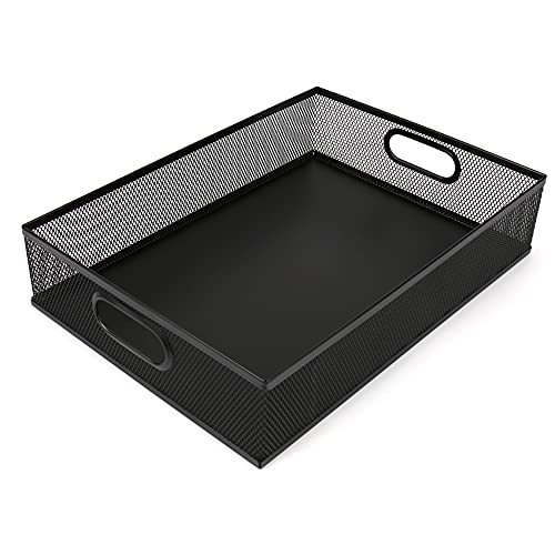 Desk Drawer Organizer, A4 Large Metal Mesh Desk Organizer Tray, Versatile Storage Box Set for Office Home Supplies,13 x 9 inches - color: Black A4 L-1Pc