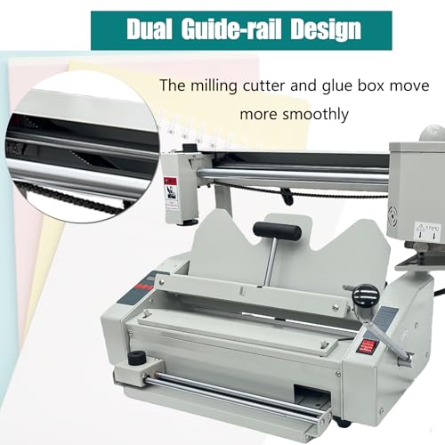 TECHTONGDA A4 Manual Hot Glue Book Binder Glue Book Binding Machine, 110V Desktop Wireless Book Binder with Indenting Function, Max Book Size 12.6"x11"
