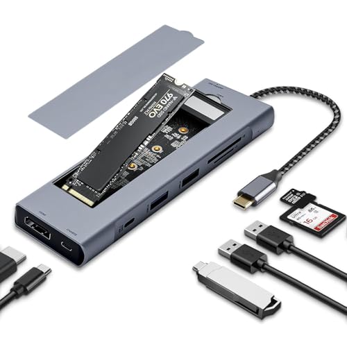 8-in-1 USB C Hub with M.2 NVMe SSD Enclosure, 4K HDMI, 100W PD, 10Gbps USB-C, USB3.1, SD/TF Card Reader for XPS, Dell, MacBook Pro, iPad Pro Upgraded - size: 8 in 1 Support SATA & NVMe