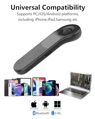 Air Mouse for PC/iOS/Android with Touchpad Rechargeable Wireless Presentation for PPT Pointer Bluetooth 2.4G Remote Control for PowerPoint/Keynote/Tiktok/Camera/Kindle App (Black) - color: Black