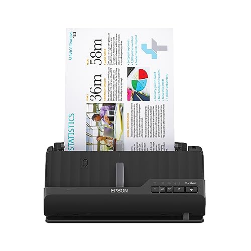 Epson Workforce ES-C320W Wireless Compact Document Scanner Duplex 20-pg ADF | 20-Page Auto Feeder 2-Sided Duplex Scanning Mobile Connectivity Paper and Card Support - style: ES-C320