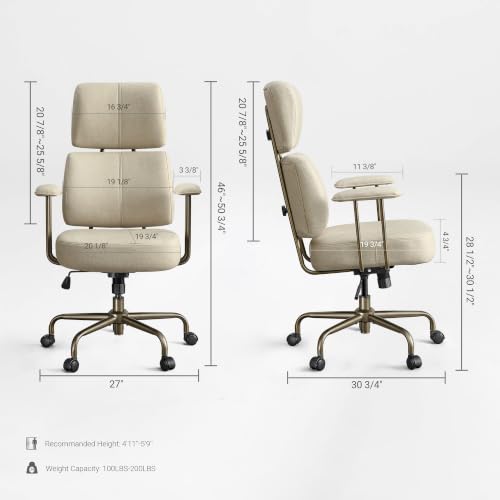 EUREKA ERGONOMIC Cameron Microfiber Suede Office Chair, High Back, White - color: Off-white, size: High-Back