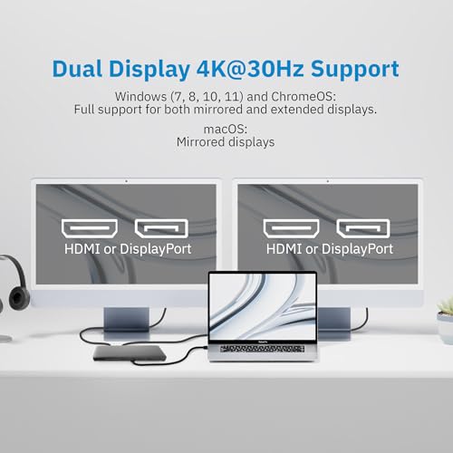 CODi Centro1202 Multi-Display USB-C Docking Station – Dual 4K Dock (2X DP & HDMI), 100W Power Delivery, MST Support, USB-A 3.0 Ports, Gigabit Ethernet, SD/MicroSD, Audio – Universal USB-C Laptop Dock