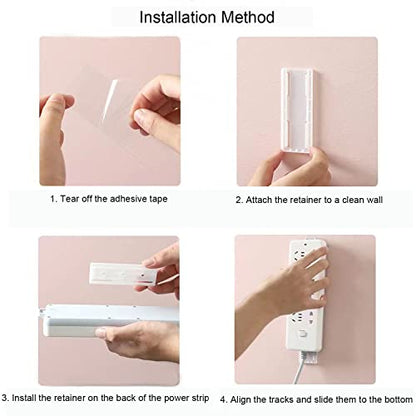 12 Pack Power Strip Holder, Punch-Free Adhesive Wall Mount, White - color: 12PCS-White