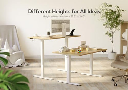 Claiks Electric Height Adjustable Standing Desk, 55x24 Inch, Nature | Smooth Height Adjustment, 3 Memory Presets, Cable Management Hub&Hook, Stable Steel Frame, 176lbs Capacity, Easy Assembly - color: Nature, size: 55