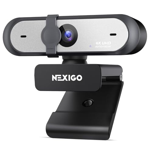 NexiGo N660P Pro 4K Webcam with Distortion-Free Lens, 1080p 60 fps Autofocus USB Streaming Camera, 3DNR, Noise-Canceling Mics & Privacy Cover, Web Cam for Gaming/Live Streaming/PC/Mac/Switch 2, Black - style: 4K Webcam AutoFocus