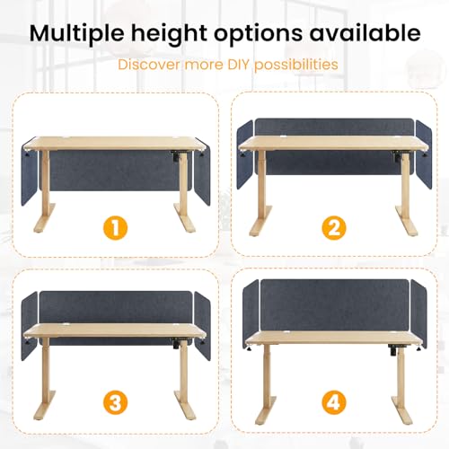 3-Pack Clamp-On Desk Dividers, 24 x 24 and 24 x 48 Inch, Dark Gray - color: Dark Gray, size: 24×24 (2) + 24×48 (1)