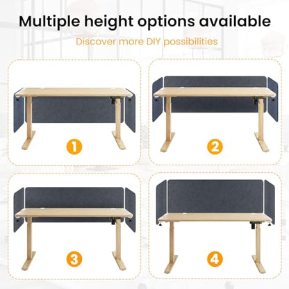 3-Pack Clamp-On Desk Dividers, 24 x 24 and 24 x 48 Inch, Dark Gray - color: Dark Gray, size: 24×24 (2) + 24×48 (1)